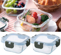 蓋付き耐熱ガラス保存容器２個組