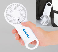 カラビナ付きフラットポータブルファン(電池式)