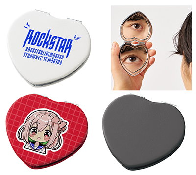 全面印刷できる合皮コンパクトミラー　ハート